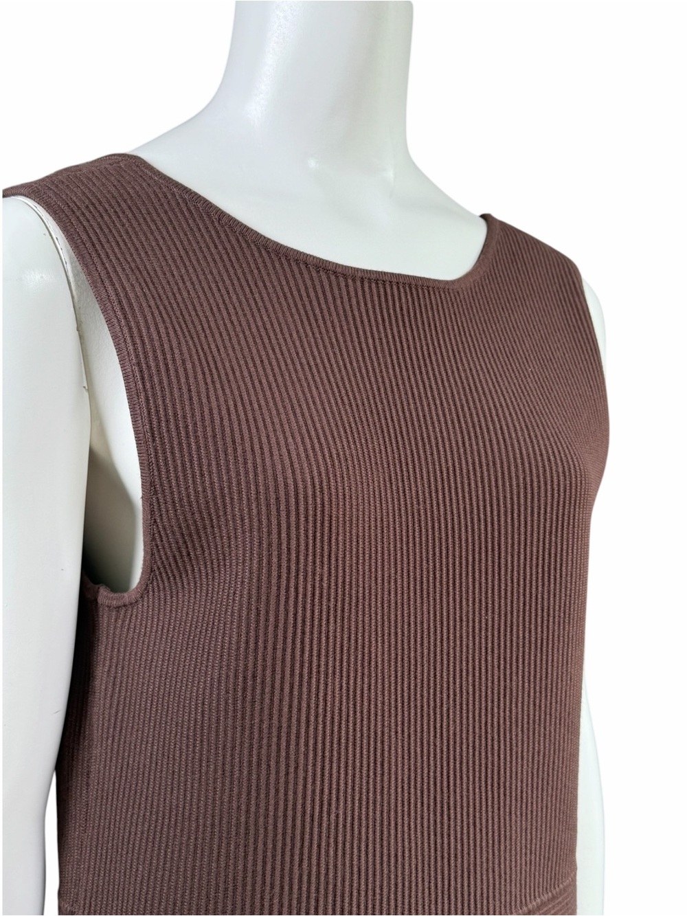 House of Harlow 1960 Brown Rib Knit Open Back Midi Dress L Stretch - Picture 7 of 9